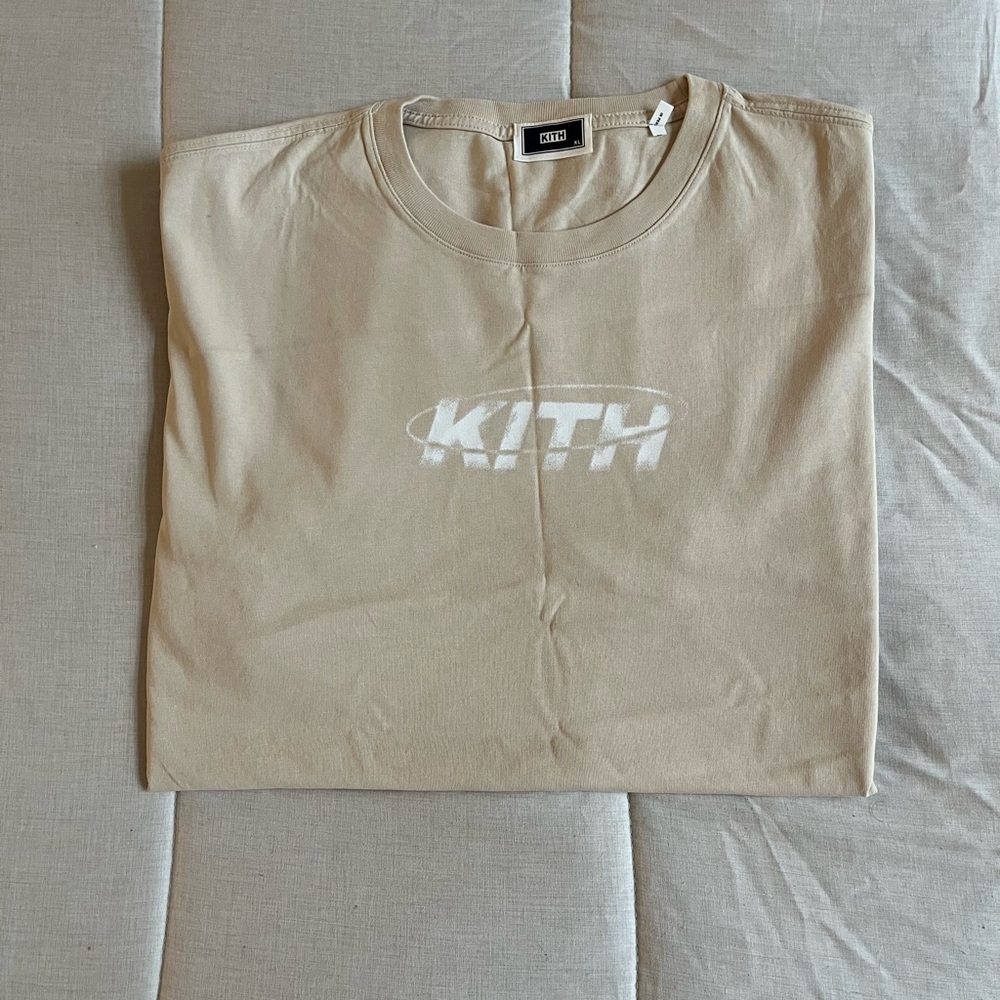 Kith Beige Tee with White Logo